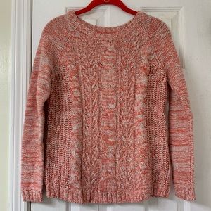 Coral and White Sonoma Cable-Knit Sweater